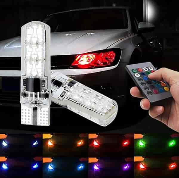 2X T10 LED auto lato Cuneo LAMPADINE telecomando 5W 501 RGB cambia colore 