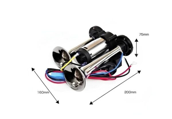 Compact Air Horn Chrome 12v All In One Dimensions