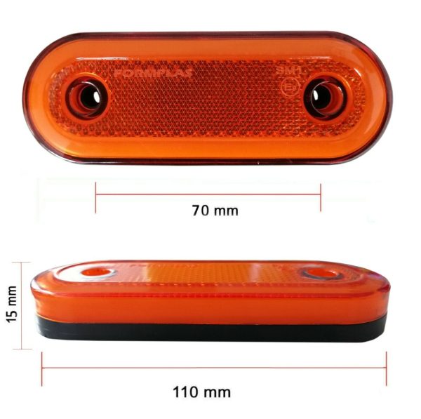Oval Marker Light NEON Amber Dimensions
