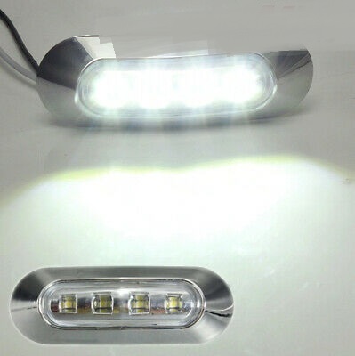 24V Led White Side Marker 3.5" Light X1 Lamp Chrome Bezel For Man Daf Scania Erf