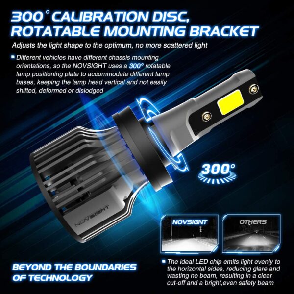 H7 Headlight Bulb Set Novsight N62 Series Beam Setting