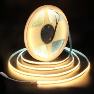 A photo of a Roll of Warm White COB strip Light 5 meters 12 Volts