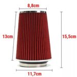 6 inch Red Car Air Filter Mesh Cone