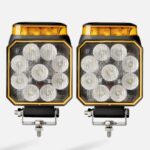 LED Flashing Amber Work Lights 12/24v | Pack of 2