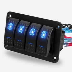 4 Gang Rocker Switch Toggle Panel for Car/Boat 12/24V