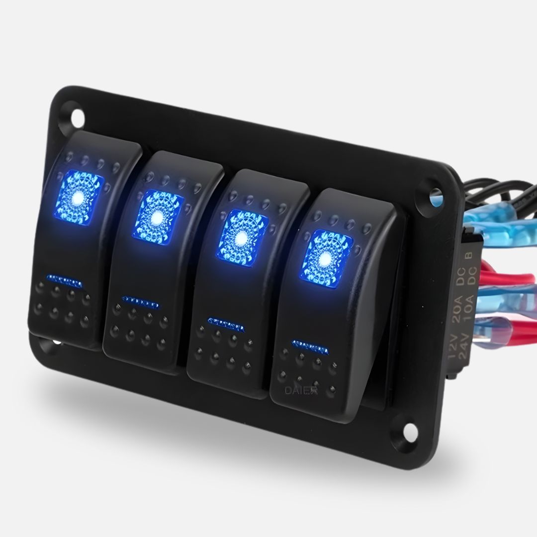 4 Gang Rocker Switch Toggle Panel for Car/Boat 12/24V