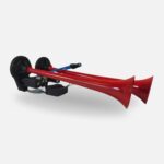 Red Twin Trumpet Air Horn Kit 125DB 12V