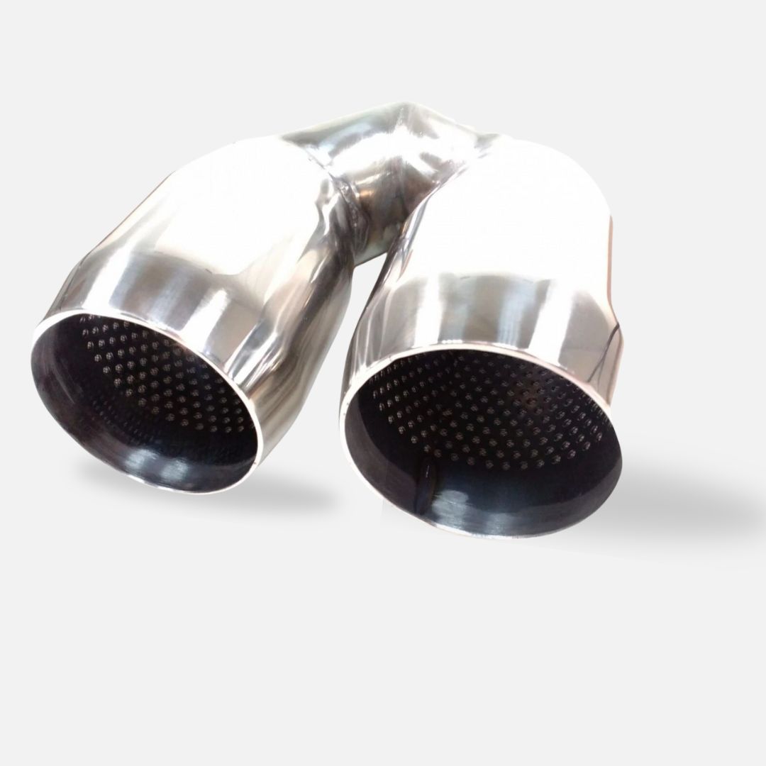 Stainless Steel Twin Chrome Exhaust Pipe Trim/Muffler 2.6"