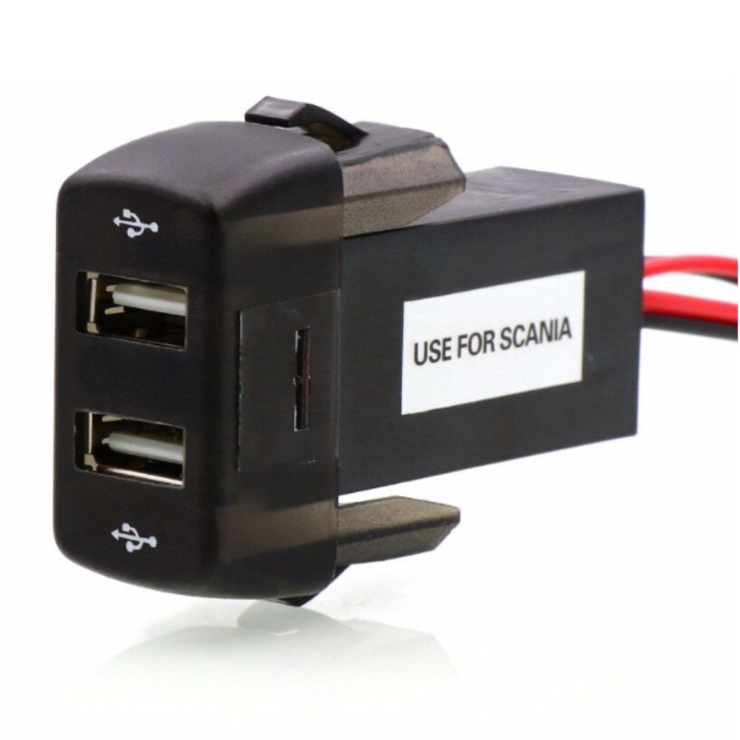 Dual USB Port Charger Socket for Scania 12/24V